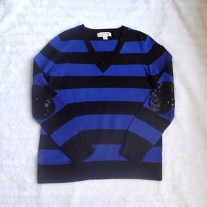 Micheal Kors striped v neck sweater